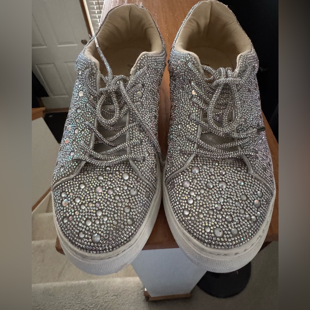 Betsey Johnson Rhinestone Platform Sneakers, Size 8.5
